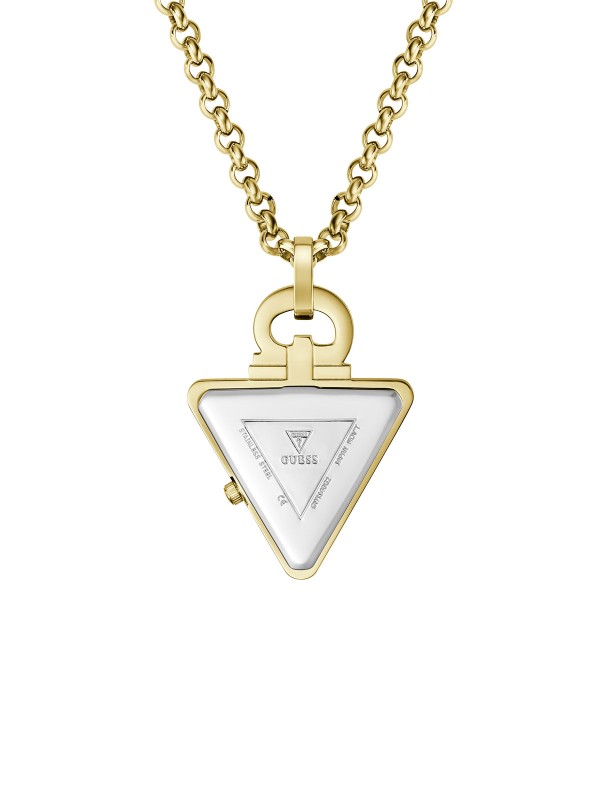 Guess FAME muška ogrlica-sat u boji žutog zlata sa analognim kvarcnim mehanizmom. Moderan privezak sa lancem dužine 66 cm. Naruči online!