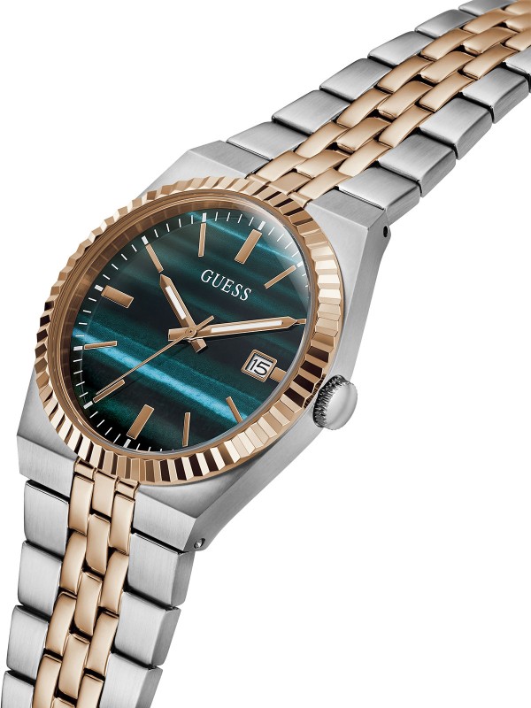 Guess Vincent muški sat sa zelenim brojčanikom sa motivom malahita. Dvobojni nerđajući čelik, prečnik 39 mm i sofisticiran dizajn. Naruči online!