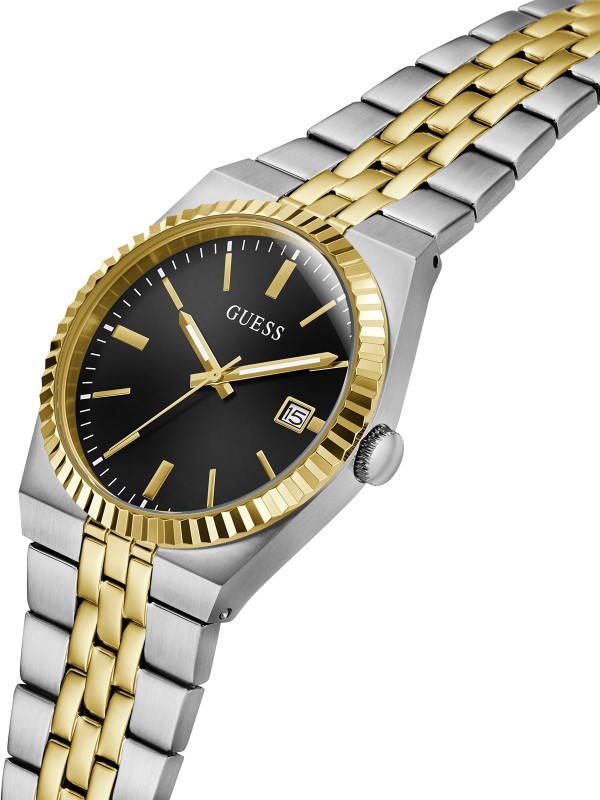 Guess Vincent muški sat sa crnim brojčanikom i kućištem od nerđajućeg čelika u dve boje. Prečnik 39 mm i kvarcni mehanizam. Naruči online!