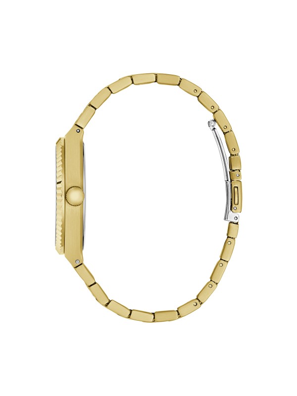 Guess Vincent muški sat u boji žutog zlata sa šampanj sunray brojčanikom. Prečnik 39 mm, prikaz datuma i moderan dizajn. Naruči online!