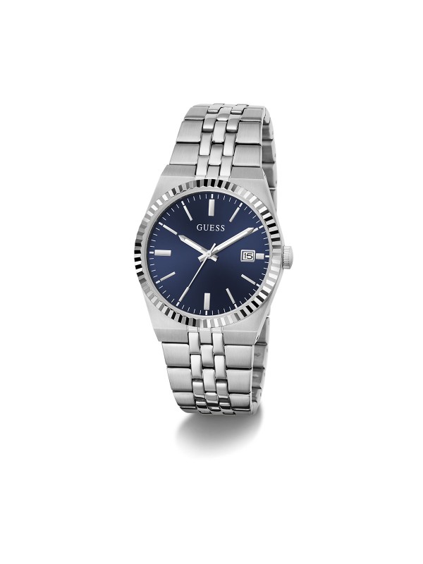 Guess VINCENT muški sat u srebrnoj boji sa teget sunray brojčanikom. Polirani nerđajući čelik, prečnik 39 mm i sofisticiran dizajn. Naruči online!