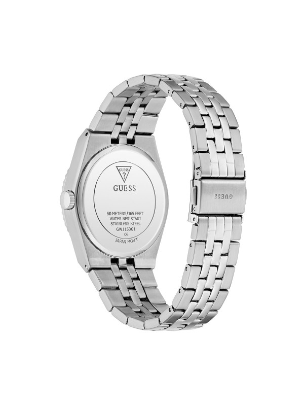 Guess VINCENT muški sat u srebrnoj boji sa teget sunray brojčanikom. Polirani nerđajući čelik, prečnik 39 mm i sofisticiran dizajn. Naruči online!