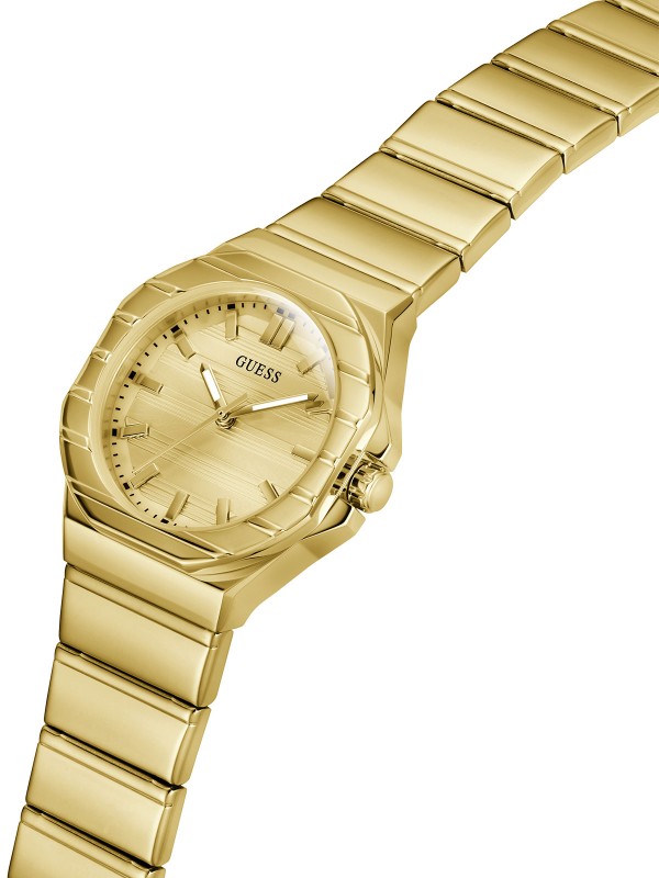 Guess Jaqueline ženski sat u boji žutog zlata sa analognim kvarcnim mehanizmom. Elegantan i minimalistički dizajn. Naruči online!