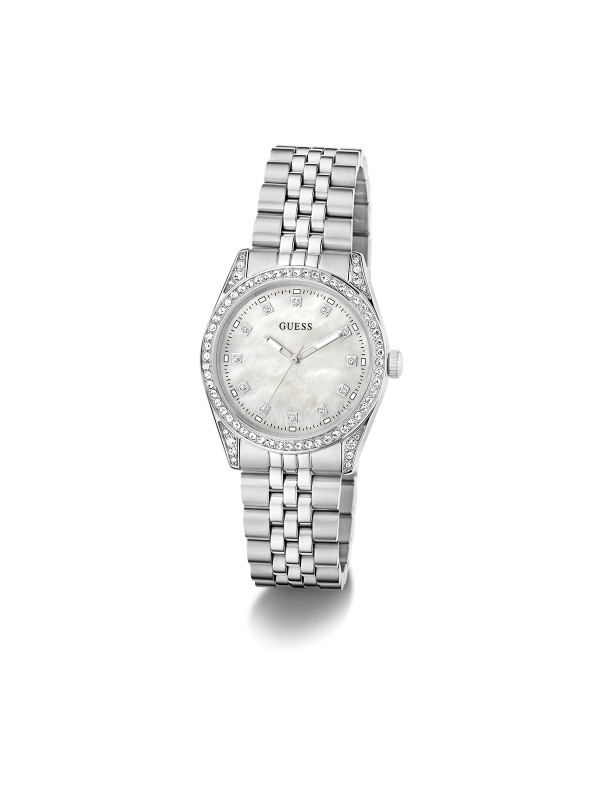 Guess JADA ženski sat u srebrnoj boji sa sedefastim brojčanikom i cirkonima. Elegantan i sofisticiran dizajn. Naruči online!