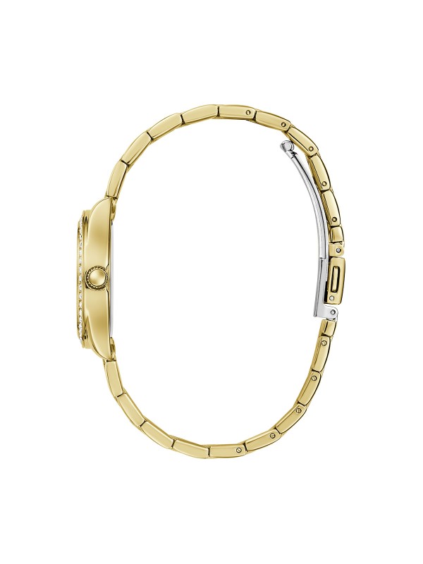 Guess Mini Luna ženski sat u boji žutog zlata sa zelenim sjajnim brojčanikom. Elegantan i sofisticiran dizajn. Naruči online!