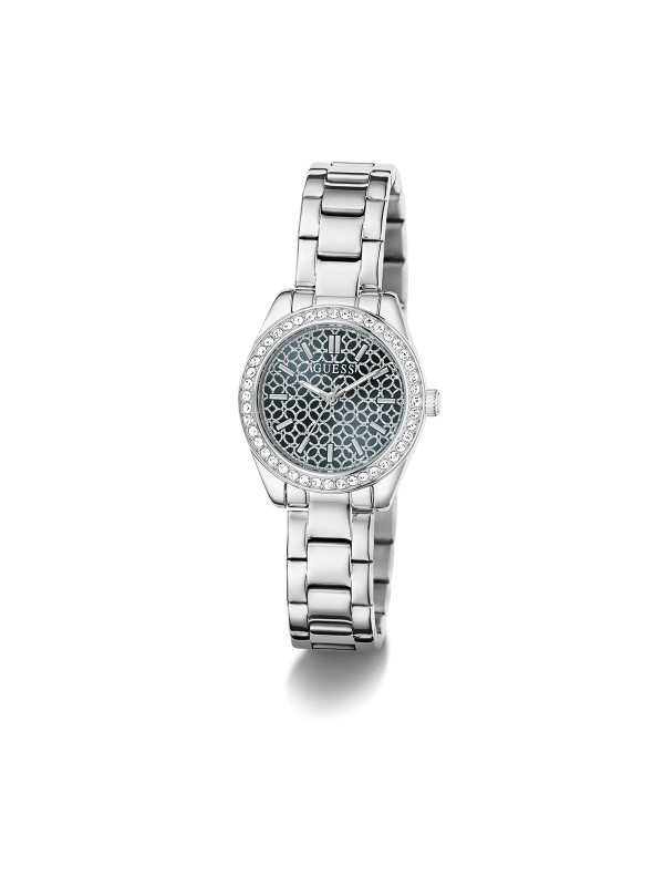 Guess Mini Luna ženski sat sa plavim brojčanikom i cirkonima. Kvarcni mehanizam, mineralno staklo i elegantan dizajn. Naruči online!