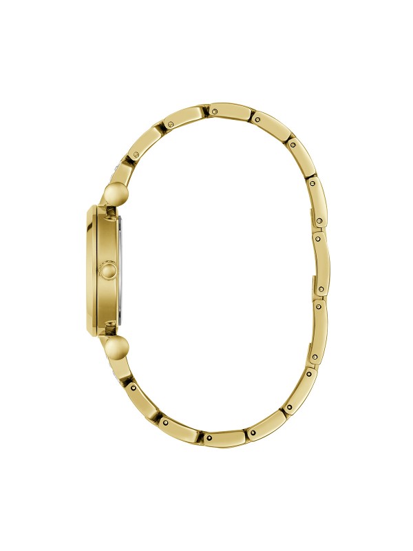 Guess GINGER ženski sat u boji žutog zlata sa plavim sunray brojčanikom i cirkonima. Prečnik 30 mm i kvarcni mehanizam. Naruči online!