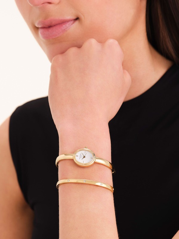 Rosefield ženska BOX SET narukvica u boji žutog zlata sa Swarovski kristalima i satom. Elegantan i sofisticiran komplet. Naruči online!