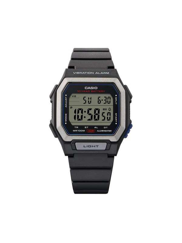 Casio W-738H-1AVEF muški sportski digitalni sat u crnoj boji. Vibracioni alarm, LED osvetljenje i vodootpornost do 100 m. Naruči online!