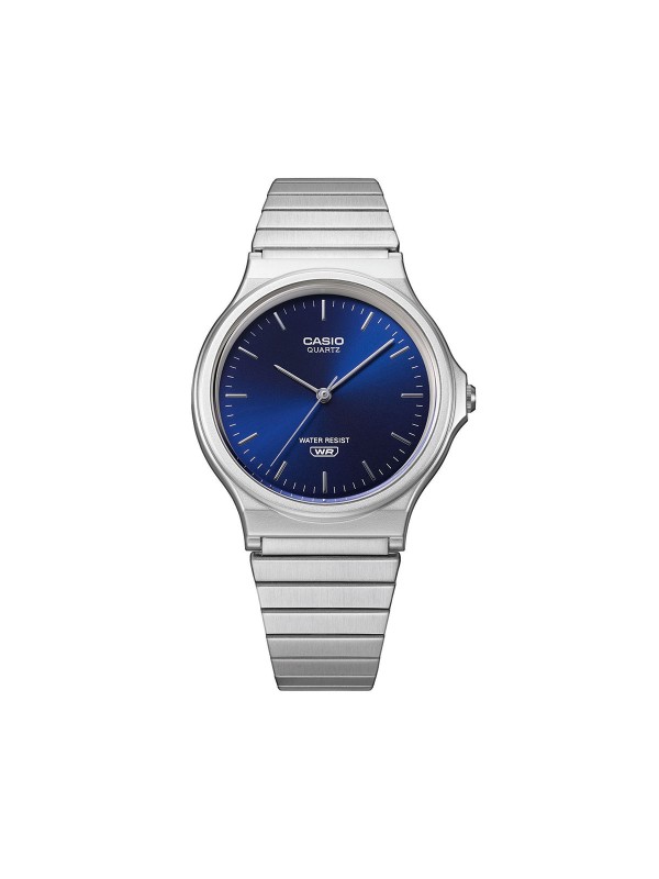 Casio Timeless unisex sat sa teget brojčanikom i srebrnim kućištem. Kvarcni mehanizam, retro dizajn i vodootpornost do 30 m. Naruči online!
