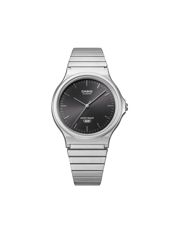 Casio Timeless unisex sat sa crnim brojčanikom i srebrnim kućištem. Analogni kvarcni mehanizam, retro dizajn i vodootpornost do 30 m. Naruči online!