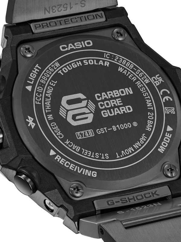 G-SHOCK G-STEEL muški sat u crnoj boji od nerđajućeg čelika i karbona. Bluetooth, solarno napajanje i vodootpornost do 200 m. Naruči online!