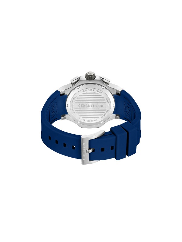 Cerruti 1881 Lucardo. Sportski sat sa teget brojčanikom i narukvicom. Srebrno kućište, gunmetal korona i 100m vodootpornost.