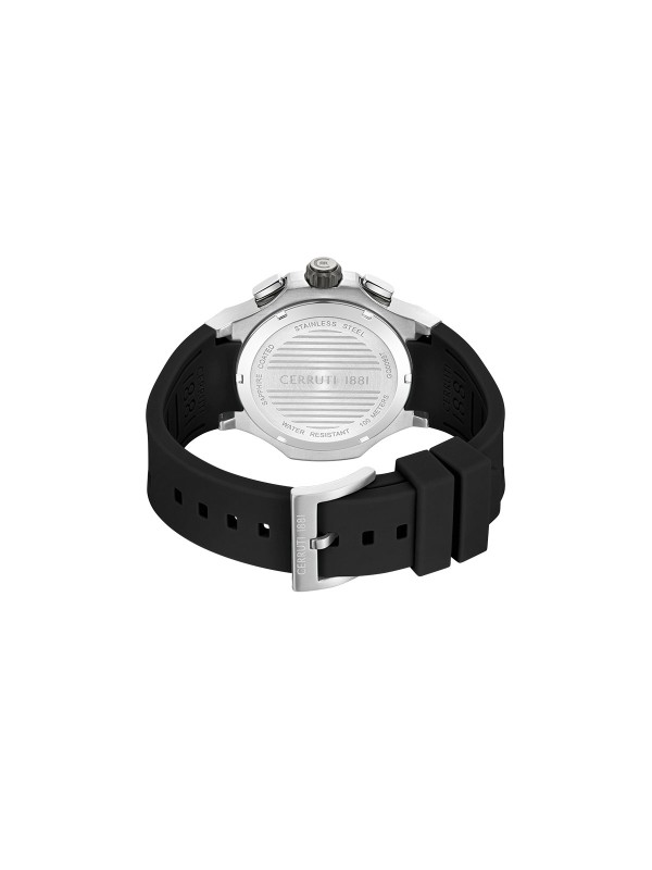 Cerruti 1881 Lucardo. Moćan sportski sat sa gunmetal koronom. Crni brojčanik, udobna silikonska narukvica i vodootpornost 10 ATM.