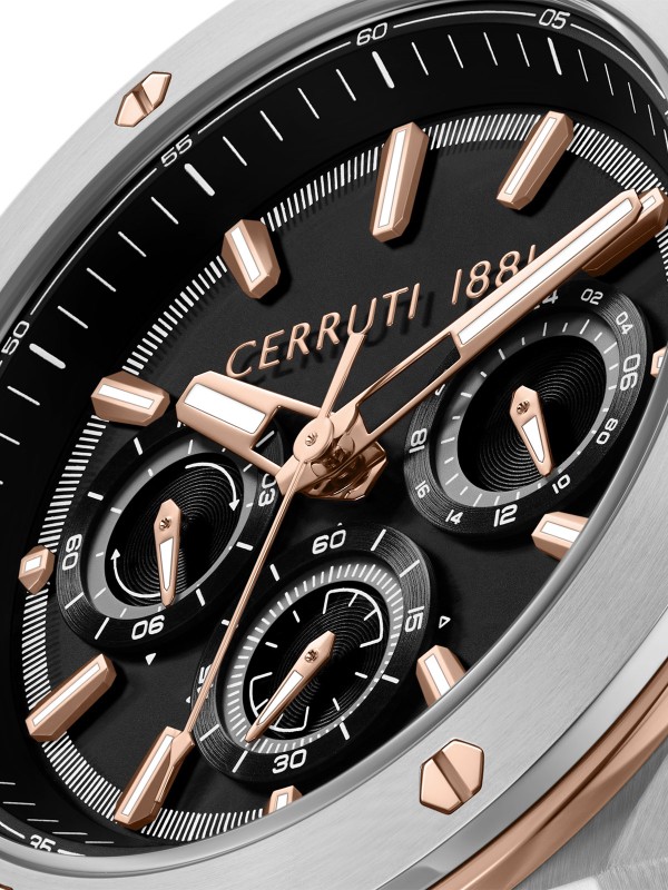 Cerruti 1881 Ruscello. Srebrni sat sa detaljima u boji roze zlata. Zelena silikonska narukvica i 100m vodootpornost.