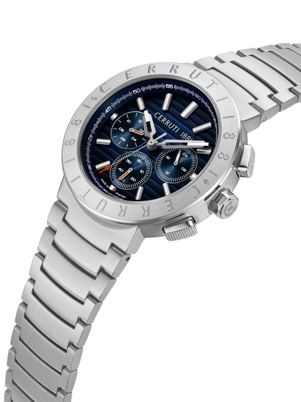 Cerruti 1881 Filiano. Made in France. Muški sat sa teget gradijent brojčanikom, čistim safirnim staklom i vodootpornošću od 100m.