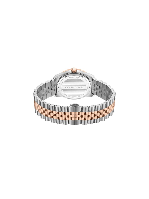 Cerruti 1881 Chienti. Dvobojni muški sat (srebro/roze zlato) sa reckavom koronom. Srebrni brojčanik, datum i safirni premaz.