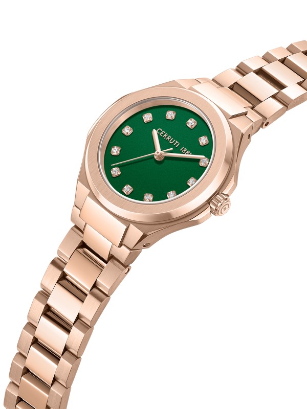 Cerruti 1881 Lucardo | Ženski Sat Roze Zlato | Zeleni Brojčanik