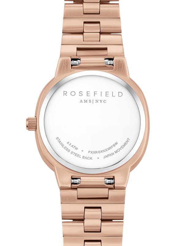 Rosefield Gaia XS. Ženski sat u boji ružičastog zlata. Malo kućište (25mm) i sunray brojčanik za romantičan sjaj.