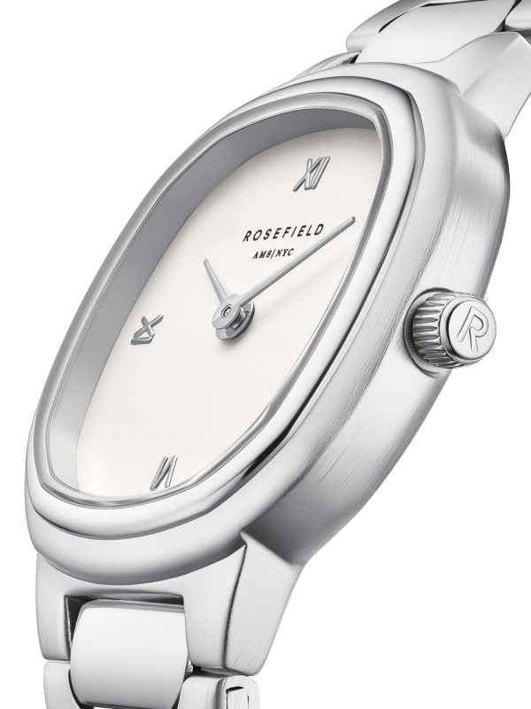 Rosefield Gaia XS. Srebrni ženski sat malih dimenzija (25mm). Bež mat brojčanik i retro dizajn za sofisticiran izgled.