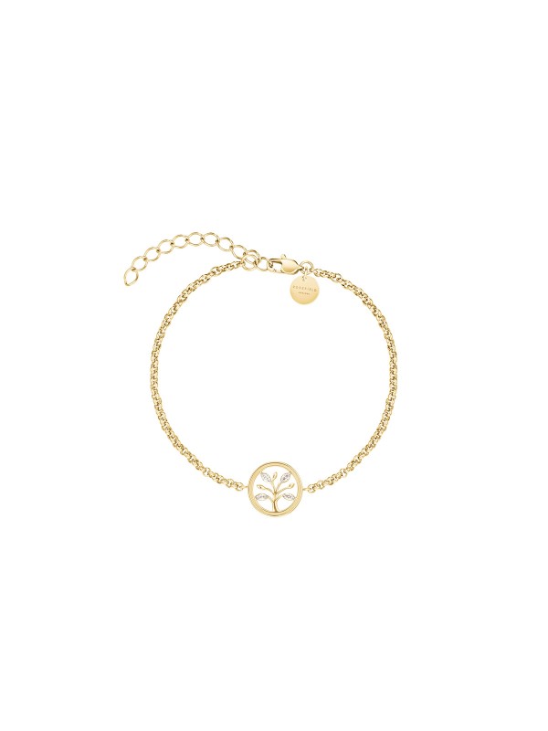 Narukvica u zlatnom tonu sa motivom Drvo života i cirkonima. Simbol snage i rasta, idealna kao talisman ili poklon dragoj osobi.