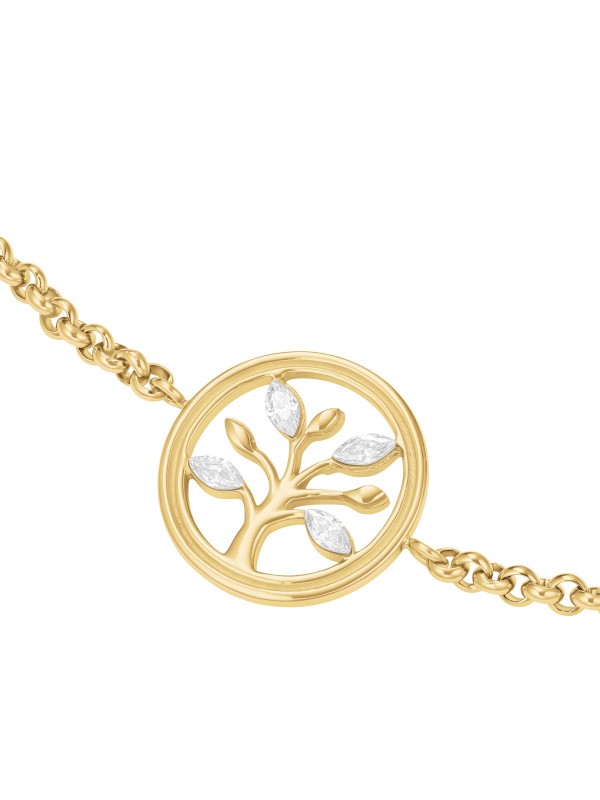 Narukvica u zlatnom tonu sa motivom Drvo života i cirkonima. Simbol snage i rasta, idealna kao talisman ili poklon dragoj osobi.