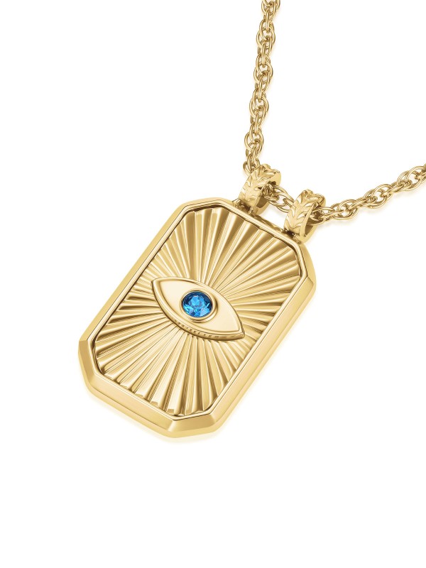 Ogrlica u zlatnom tonu sa priveskom Evil Eye (Zlo oko) i plavim cirkonom. Moderan simbol zaštite i stila za svaki dan.