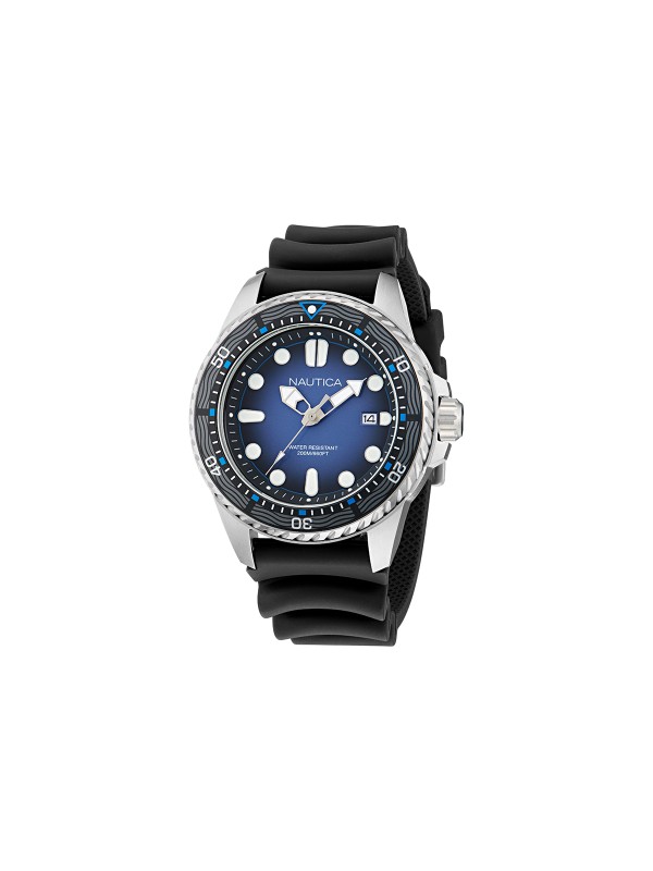 Nautica NCT Sea Dive muški ronilački sat u box setu sa dve silikonske narukvice, kvarcnim mehanizmom, datumom i vodootpornošću do 200m.