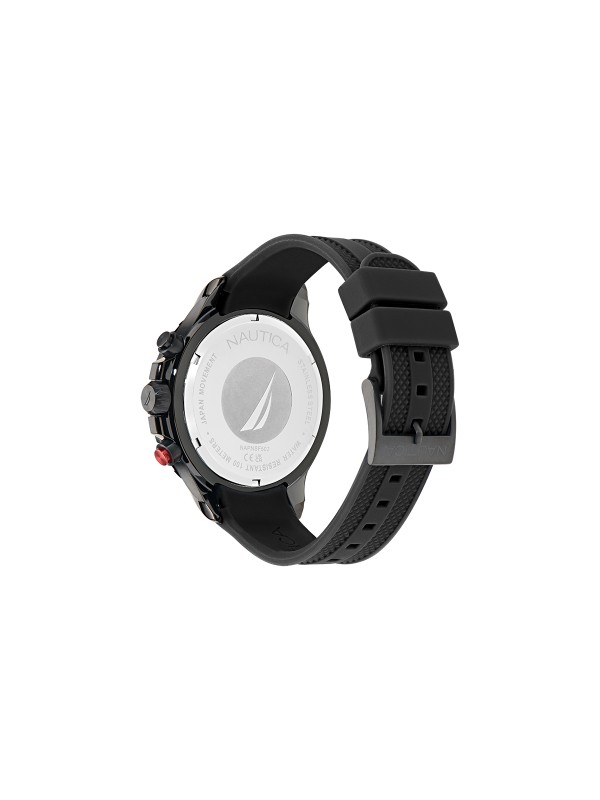 Nautica NST muški hronograf box set sa dve silikonske narukvice, crnim brojčanikom, kvarcnim mehanizmom i vodootpornošću do 100m.