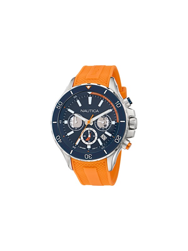 Nautica NST muški hronograf box set sa dve silikonske narukvice, teget brojčanikom, kvarcnim mehanizmom i vodootpornošću do 100m.