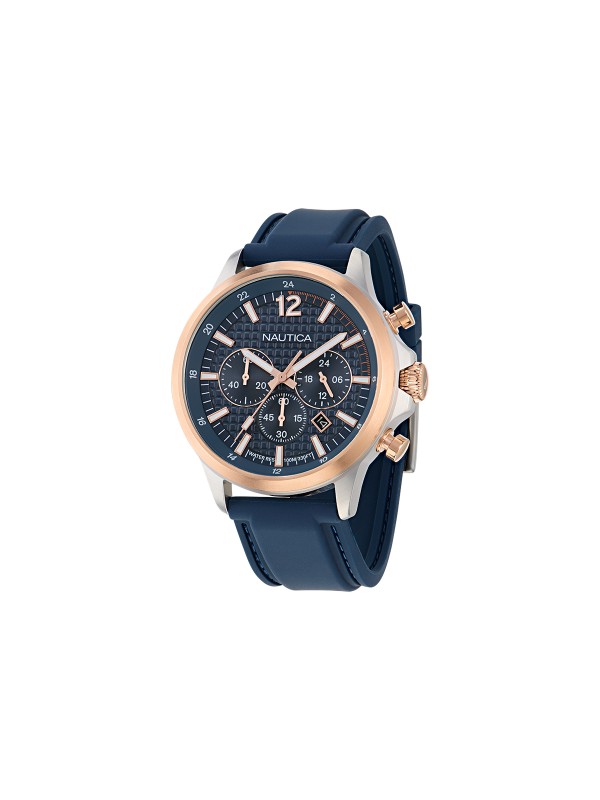 Nautica NCT Blue Ocean box set muški hronograf sa teget brojčanikom, kvarcnim mehanizmom, dve narukvice i vodootpornošću do 100m.