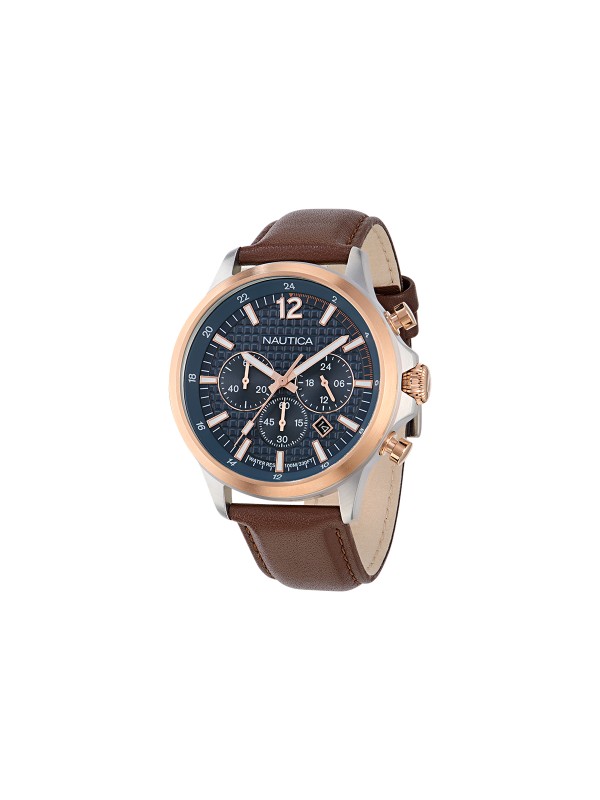 Nautica NCT Blue Ocean box set muški hronograf sa teget brojčanikom, kvarcnim mehanizmom, dve narukvice i vodootpornošću do 100m.