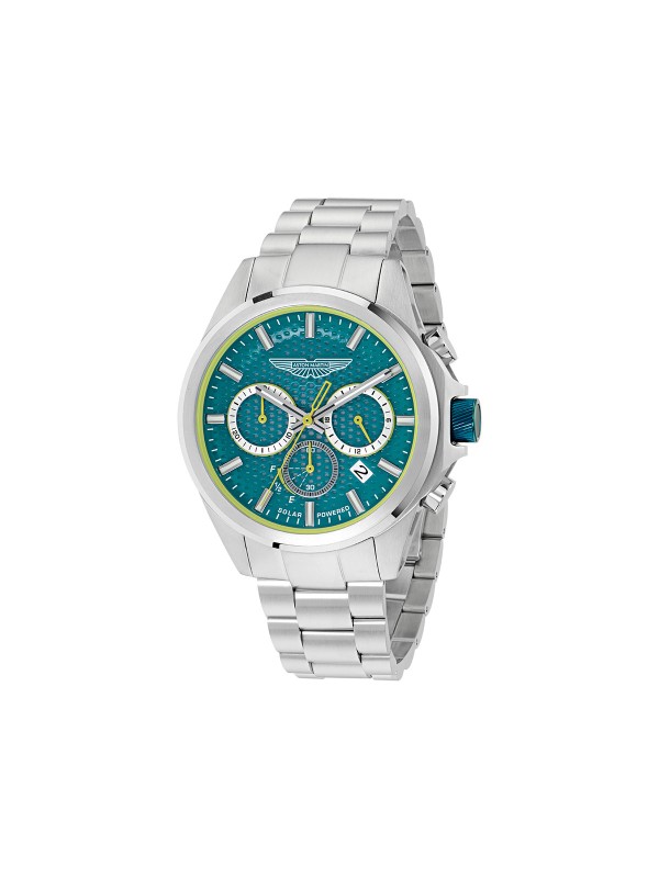 Aston Martin muški sportski sat sa solarnim hronografom i zelenim brojčanikom sa žutim detaljima. Kućište 44 mm i elegantan sportski dizajn. Naruči online!