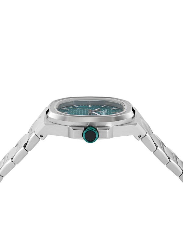 Aston Martin GPQ muški sat sa zelenim brojčanikom i kućištem od nerđajućeg čelika. Kućište 42 mm, datumski prikaz i elegantan dizajn. Naruči online!