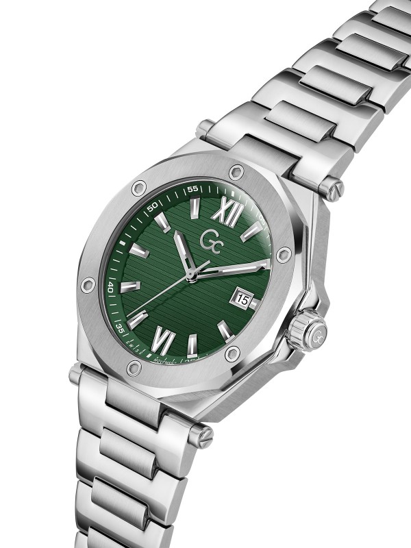 Gc LEGACY SLEEK muški sat sa zelenim brojčanikom i srebrnim kućištem od nerđajućeg čelika. Švajcarski mehanizam i safirno staklo. Naruči online!