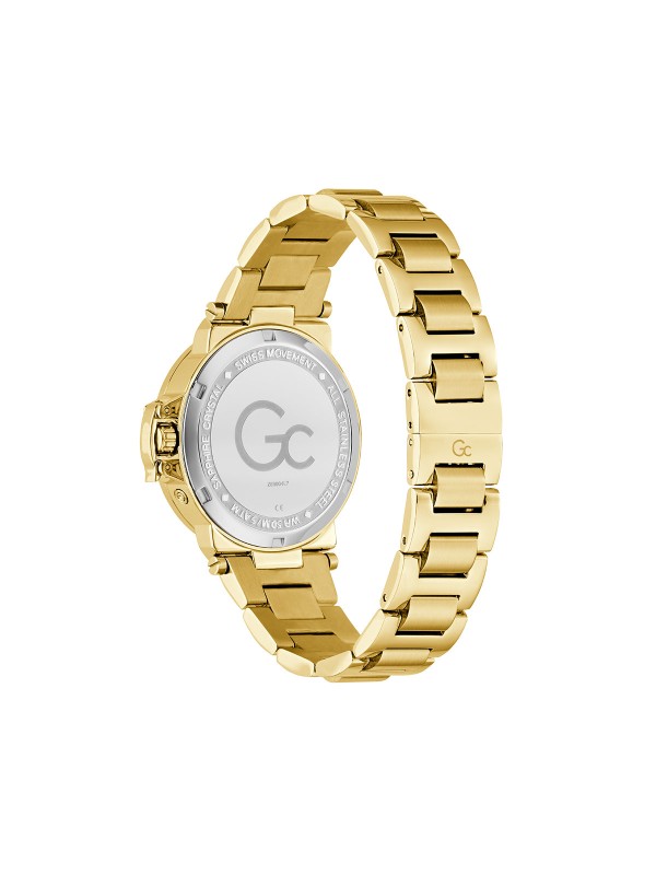 Gc Moon Chic ženski sat sa teget brojčanikom i funkcijom mesečevih mena. Kućište u boji žutog zlata sa cirkonima i švajcarski mehanizam. Naruči online!
