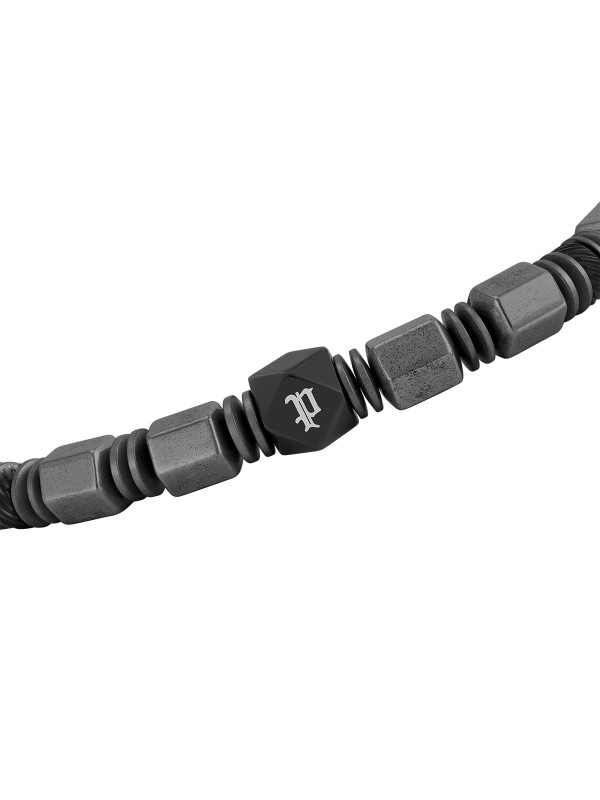 Muška Police HEXCHAIN narukvica od prirodnog hematita u sivoj boji. Elastičan dizajn sa nanizanim perlama. Naruči online!