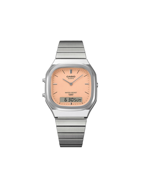 Casio Vintage unisex sat sa pastelno narandžastim brojčanikom i analogno-digitalnim prikazom. Retro dizajn i prepoznatljiv Vintage stil. Poruči online!