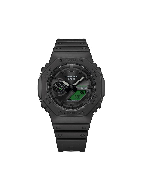 Casio G-SHOCK sat sa Bluetooth povezivanjem i solarnim napajanjem. Otporan na udarce, sa elektrozelenim detaljima i modernim dizajnom.