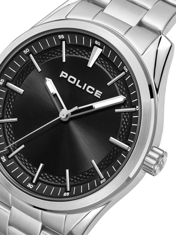 Police GRILLE muški analogni sat sa crnim brojčanikom i kućištem od nerđajućeg čelika. Vodootpornost 50 m i elegantan dizajn.