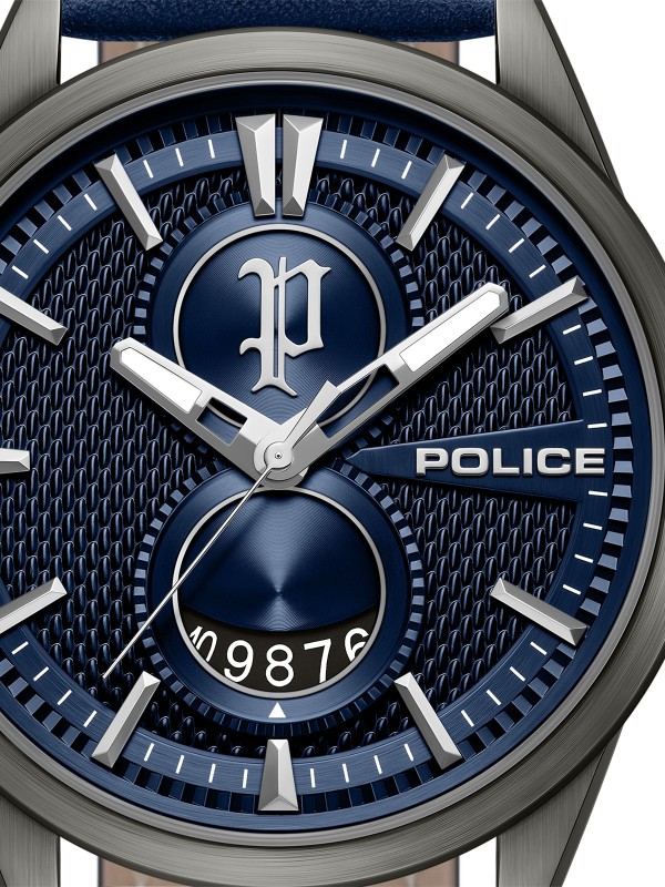 Police StyleShift muški sat u gun metal boji sa teget kožnom narukvicom i kvarcnim mehanizmom. Elegantan stil i vodootpornost 50 m.