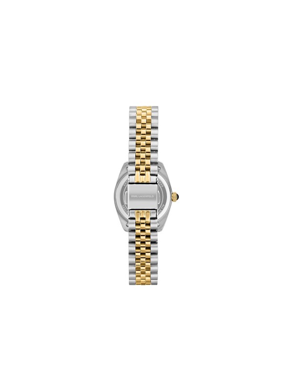 Ženski Karl Lagerfeld Timeless Code sat u dve boje sa srebrnim brojčanikom i cirkonima. Moderan i elegantan dizajn. Naruči online!