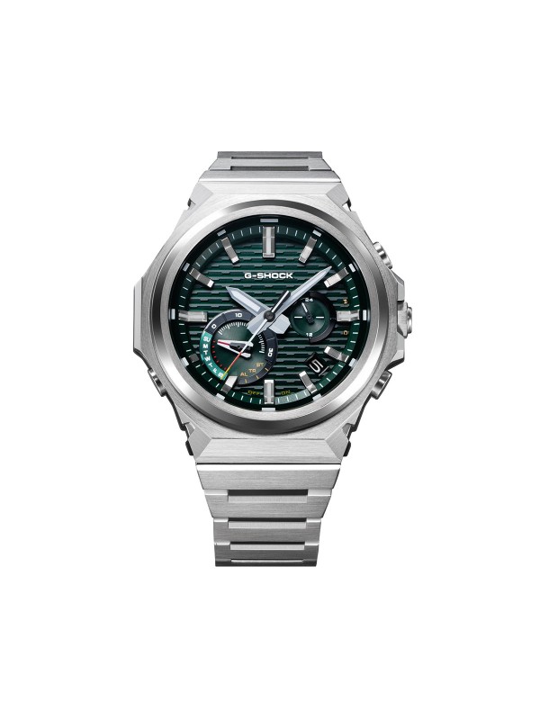 G-SHOCK G-STEEL GST-B1000. Čelični sportski sat sa zelenim brojčanikom. Sadrži Bluetooth, solarno napajanje i vrhunsku otpornost na udarce. Vodootporan 200m.