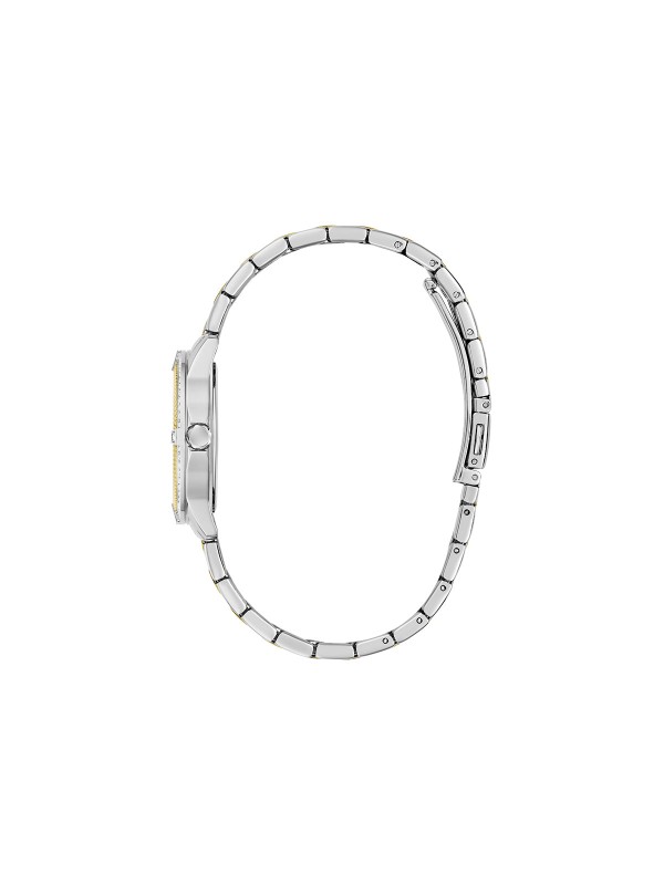 Elegantan GUESS Colette ženski sat. Two-tone dizajn (srebro/zlato) od 32mm sa cirkonima i plavozelenim sedefastim brojčanikom. Vodootporan do 30m.