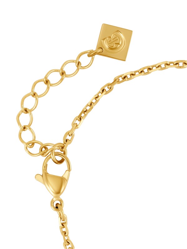 Profinjena CERRUTI 1881 Marina ženska narukvica u zlatnom tonu sa prepoznatljivim duplim "C" logotipom i cirkonima. Podesiva dužina 17+3,5cm od čelika.