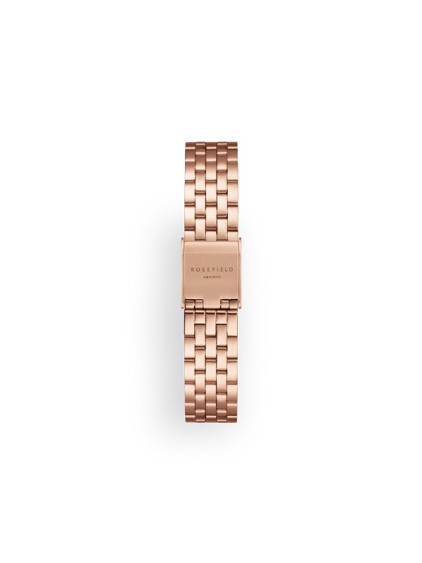 Ženski analogni sat Rosefield sa mesing kućištem i narukvicom od nerđajućeg čelika u boji roze zlata. Elegantan i izdržljiv model. Kupite odmah!