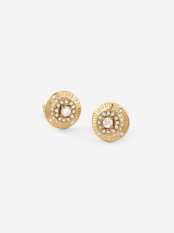 Guess ženske minđuše od nerđajućeg čelika u boji žutog zlata sa cirkonima. Elegantne i moderne, savršene za svaku priliku. Kupite odmah online!