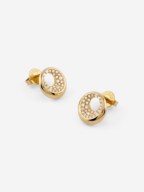 Elegatne Guess ženske minđuše od nerđajućeg čelika u boji žutog zlata sa cirkonima. Savršen dodatak za svaki dan. Kupite odmah online!
