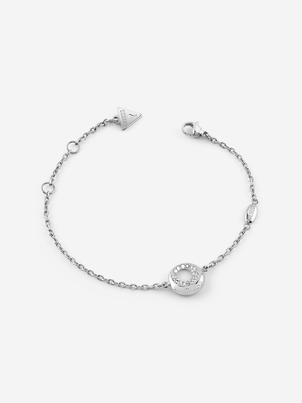 Guess ženska narukvica od nerđajućeg čelika u boji srebra sa cirkonima. Elegantna i podesiva. Poručite online i istaknite svoj stil!