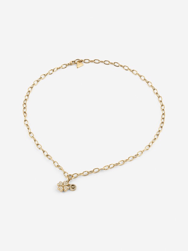 Guess ženska ogrlica od nerđajućeg čelika u boji žutog zlata sa simbolom sreće. Savršen modni dodatak za svaku priliku. Kupite odmah online!